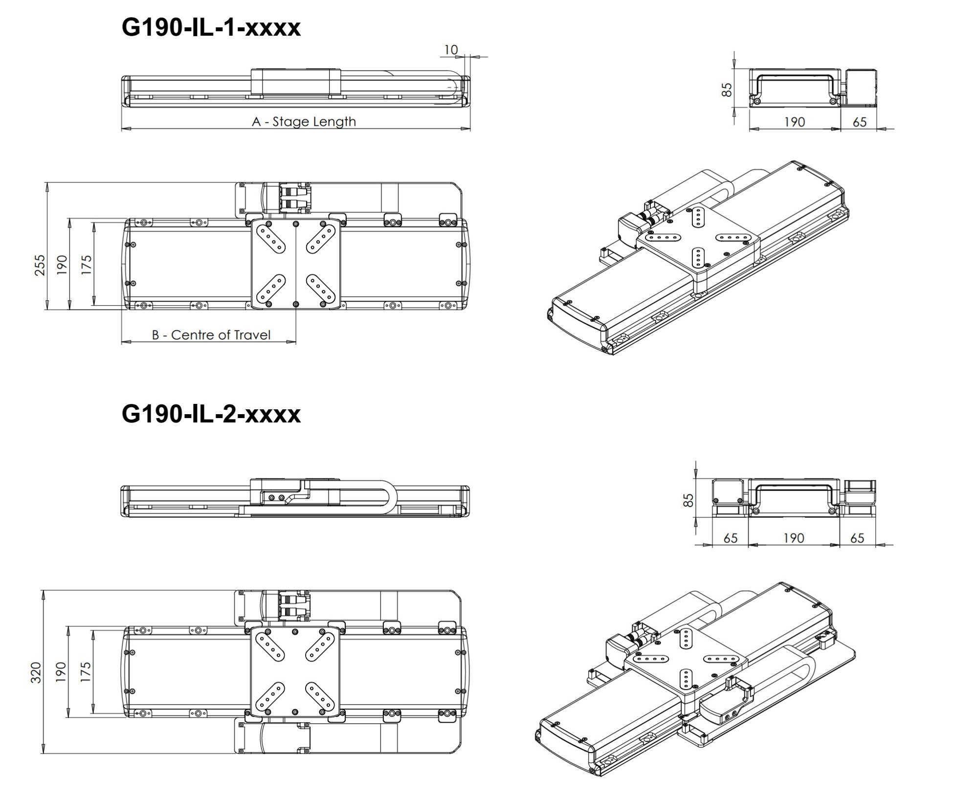 G190-IL High Precision Linear Stage technical drawing 11