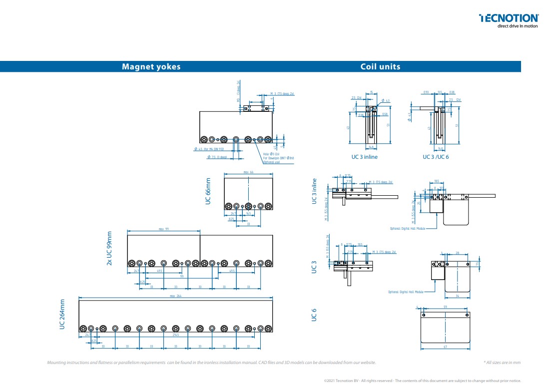 UC Series - Ironless Linear Motors